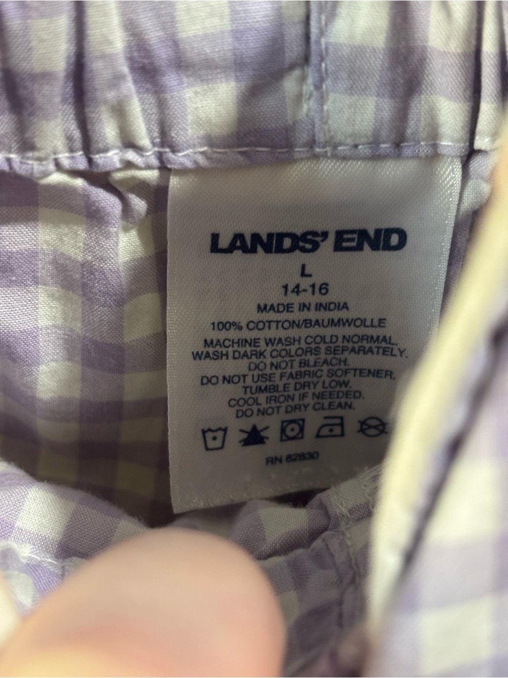 Vintage Lands' End Gingham Stripe Pajama Set Large Yellow Pink Cozy 100% Cotton - Picture 14 of 14